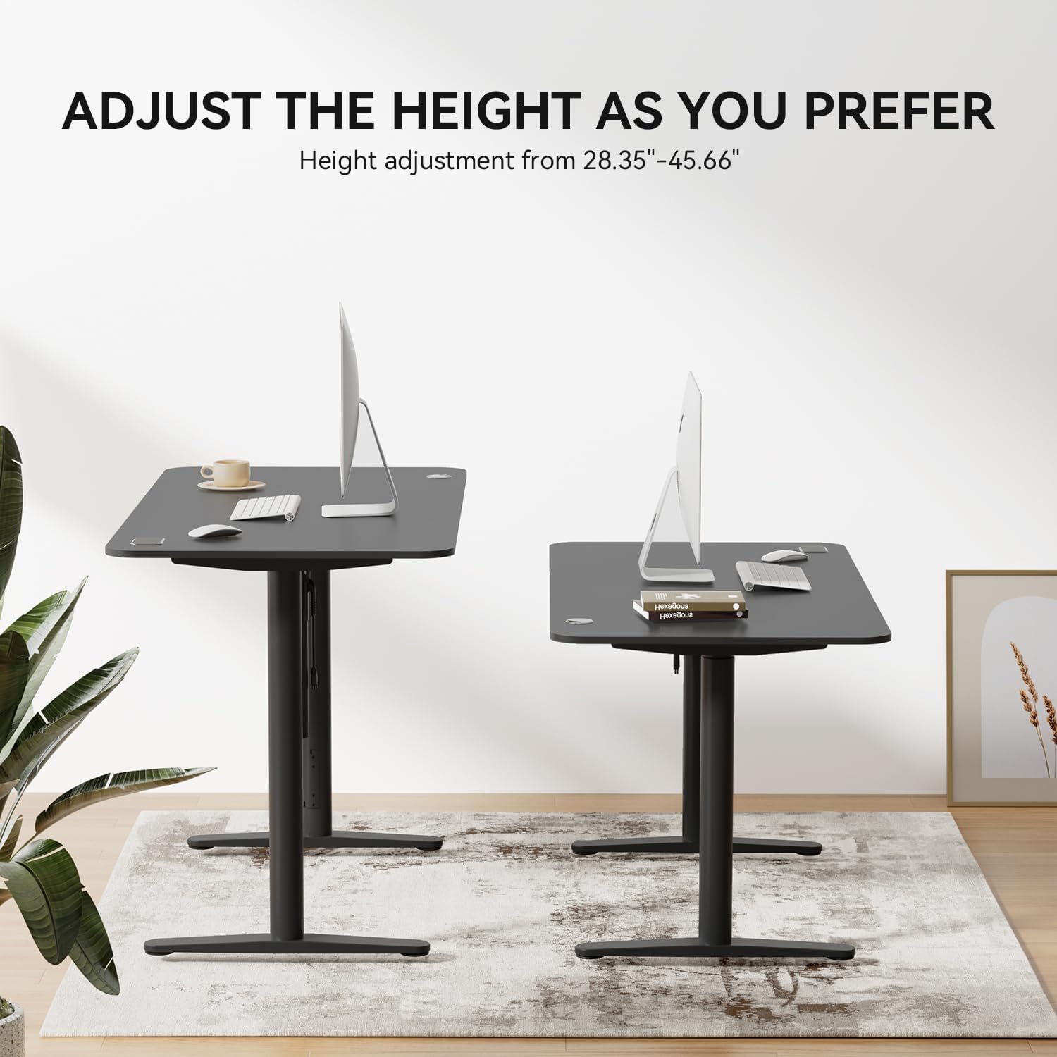 Adjustable Standing Desk Home Office Workstation (Black, 55 * 28 inch)