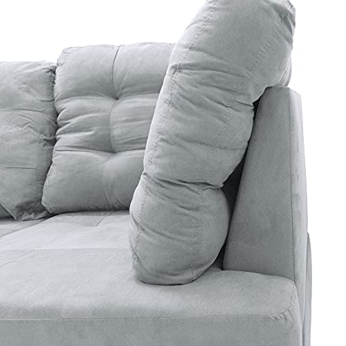 Casa Andrea Milano 3 Piece Modern Tufted Micro Suede L Shaped Sectional Sofa Couch with Reversible Chaise & Ottoman