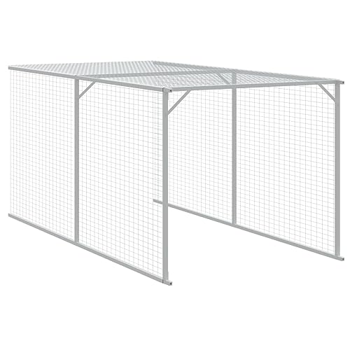 'vidaXL Galvanized Steel Chicken Cage with Extended Run - Anthracite - Durable Run and Shed for Chickens, Hens, Small Animals - Comes with Protective Roof