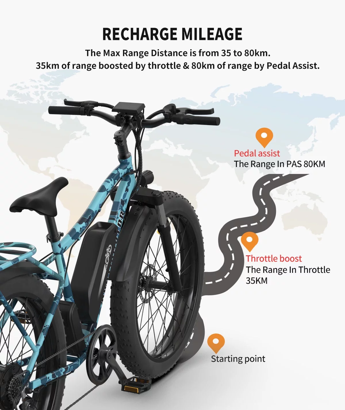 Aostirmotor Electric Mountain Bike 750W 48V13AH Removable Lithium Battery& Pedal Assist Fat Tire Electric Bicycle for Adults