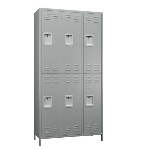 METAN Metal Storage Locker for School Office Gym Bedroom, 12 Doors Locker Cabinet for Employees, Industrial Steel Storage Locker with 12 Hooks, Assembly Required (12 Door-Light Gray)