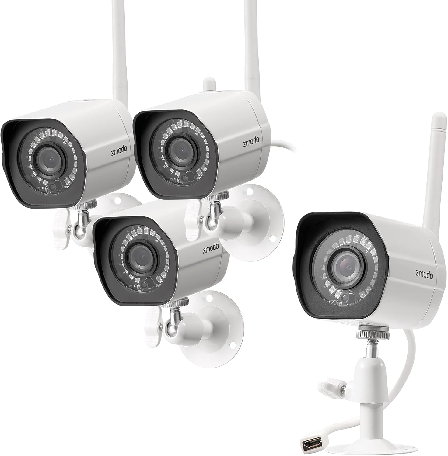 Zmodo Outdoor Camera Wireless, 1080p Security Camera Wireless, 3 Pack Indoor Outside WiFi Cameras Wireless, IR Night Vision, Motion Detection, Remote View, Easy Setup, White, Compatible with Alexa