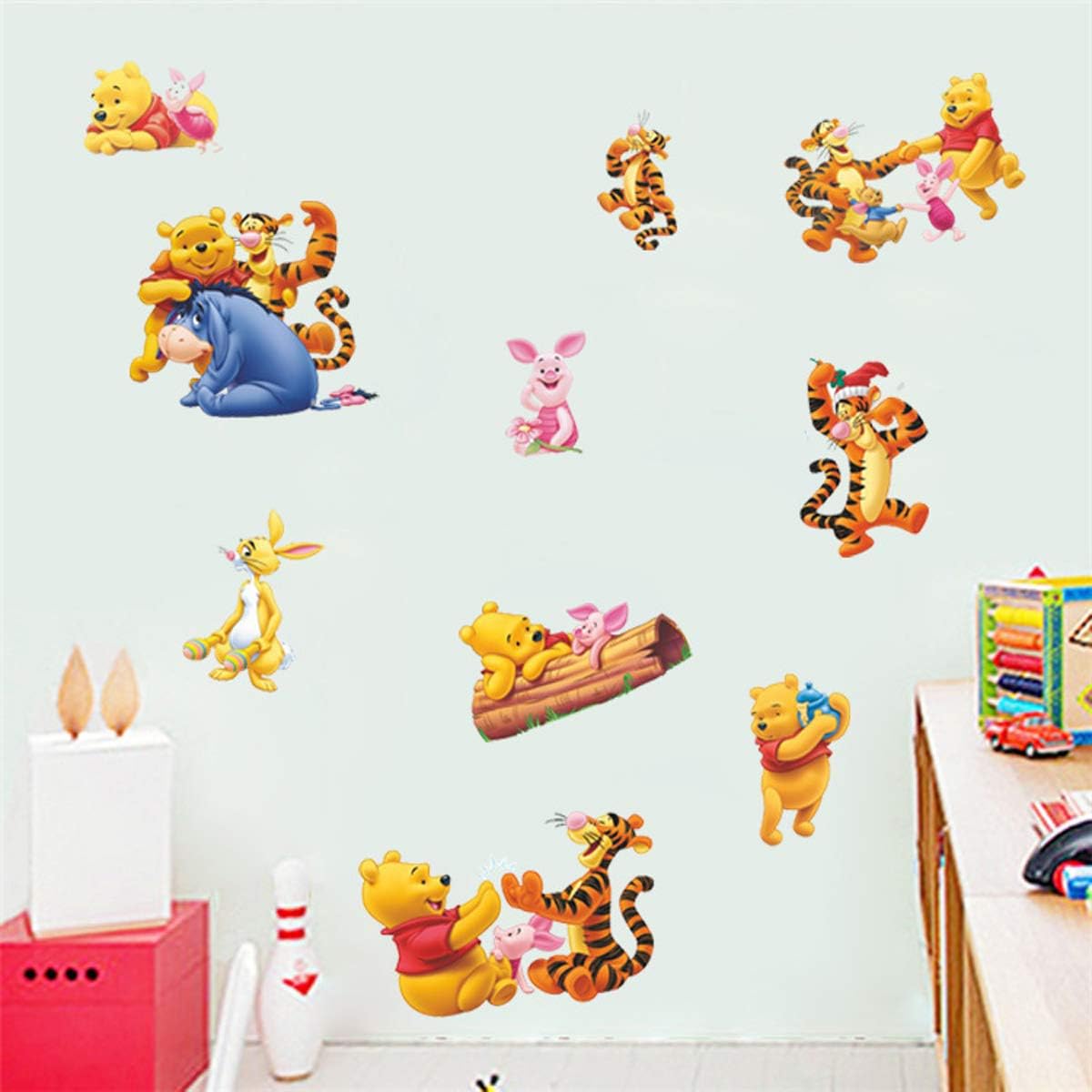 Winnie The Pooh Sticker Children's Cartoon Bedroom Background Wall Decoration Self-Adhesive Wall Sticker PVC Pack of 2