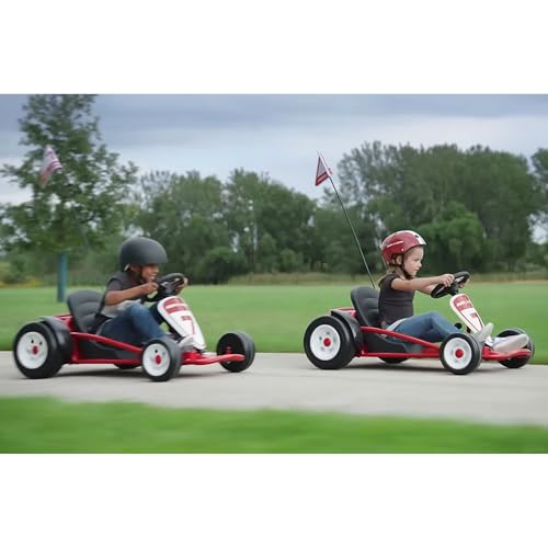 Radio Flyer 36V Battery-Powered Kids Electric Go-Kart with Adjustable Seat, Rubber Wheels, Grey