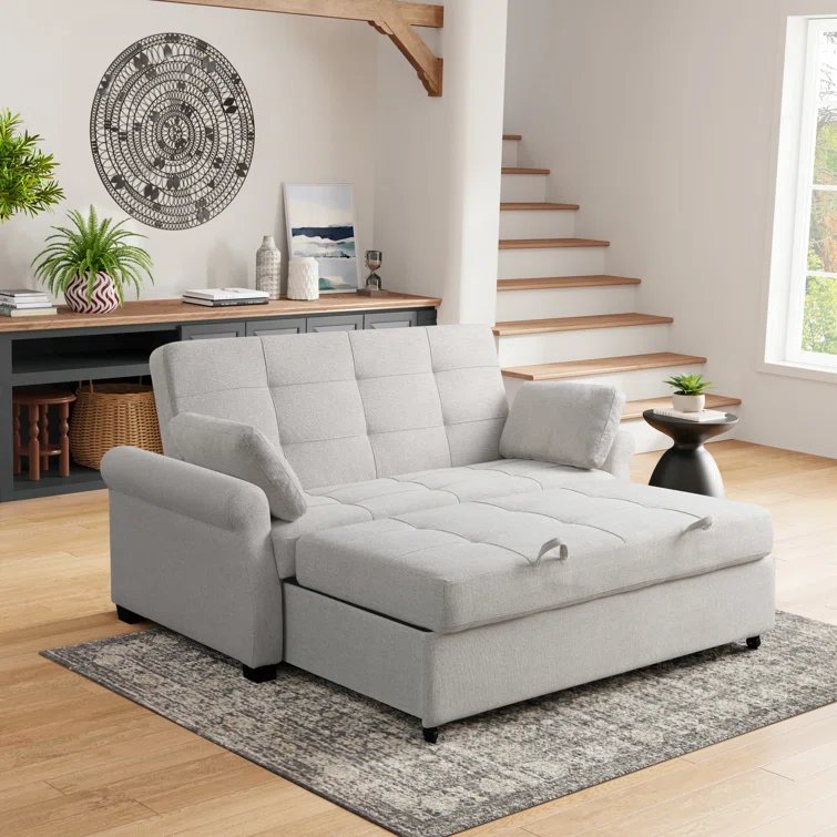 Serta Sabrina 73 Queen Rolled Arm Tufted Back Convertible Sleeper Sofa with Cushions