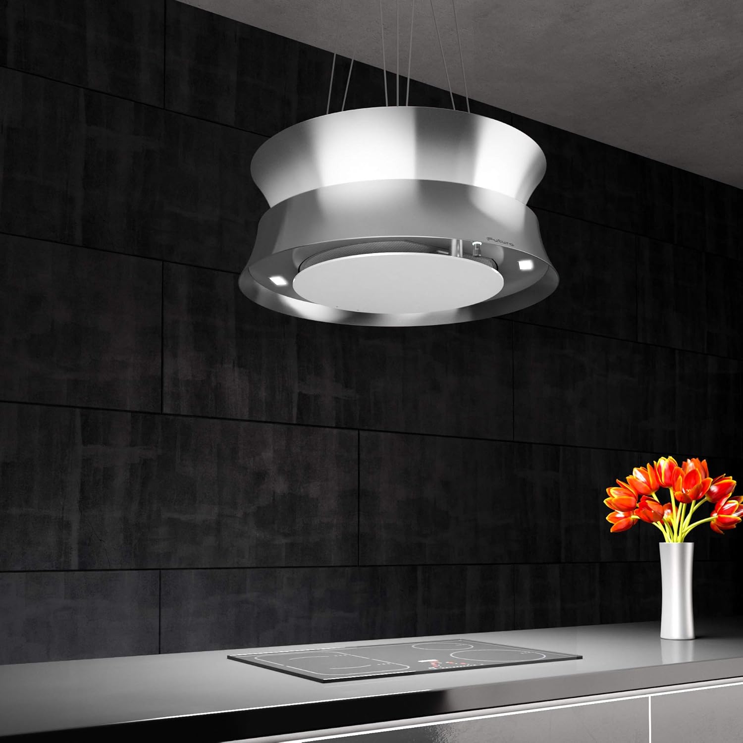Futuro Futuro Island Mount DUCTLESS ONLY Range Hood 24" 940-CFM | Arena Inox | Stainless Steel Vent Hood | Contemporary Modern Italian Exhaust Fan | LED, Ultra-Quiet with Blower