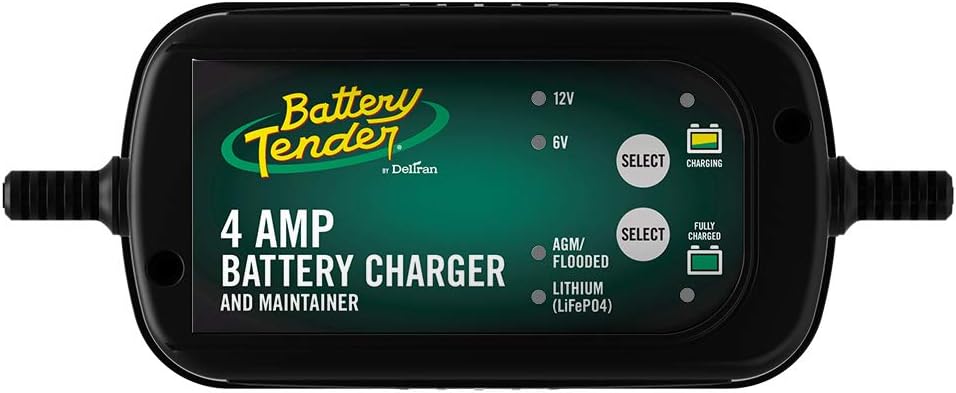 Battery Tender 4 AMP Car Battery Charger and Maintainer: Switchable 6V / 12V, Automotive Battery Charger and Maintainer for Cars, Trucks, and SUVs, Lead Acid & Lithium Battery Charger - 022-0209-BT-WH