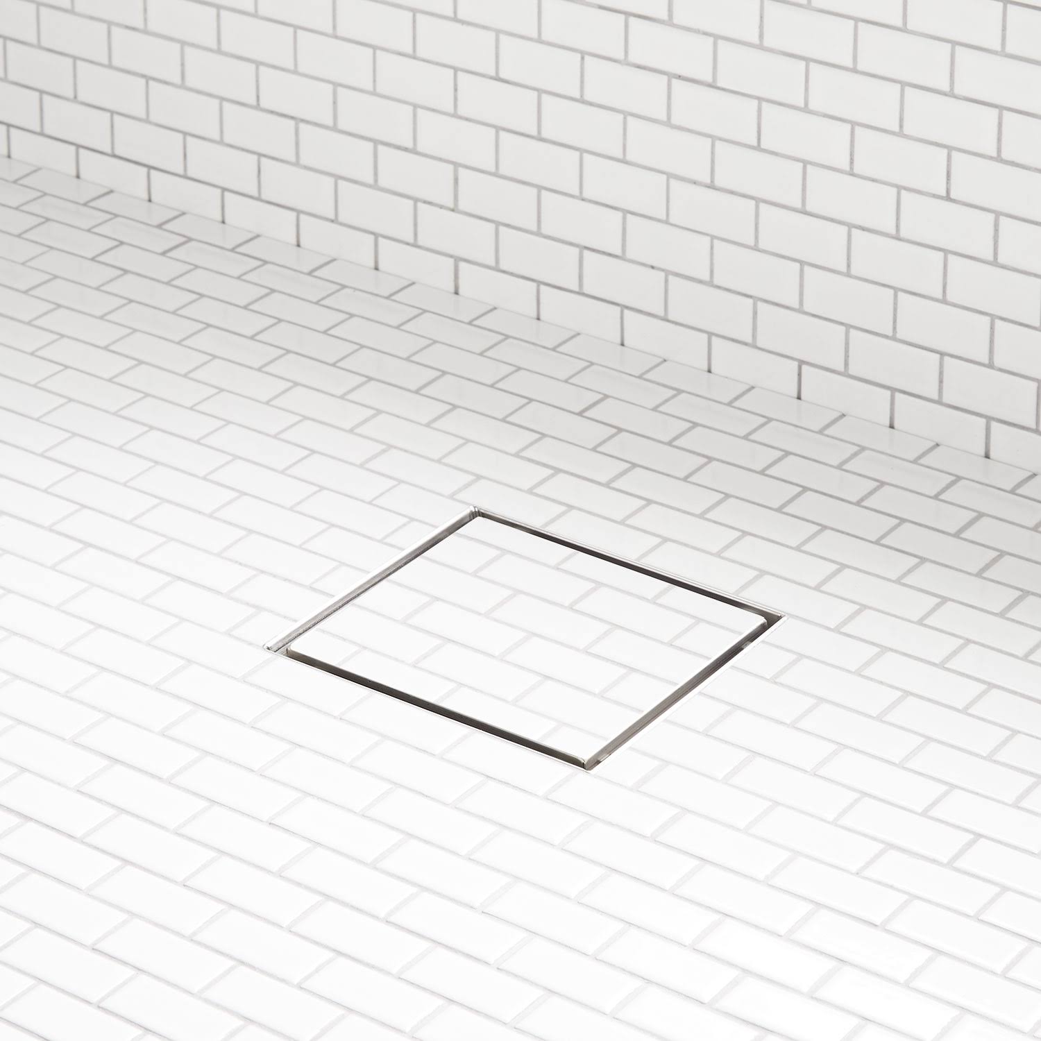 6" Cohen Square Shower Drain in Brushed Stainless Steel | Signature Hardware 406496