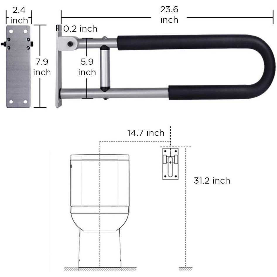 Botabay Handicap Grab Bars Rails 23.6 Inch Toilet Handrails Bathroom Safety Bar Hand Support Rail Handicapped Handrail Accessories for Seniors - Shop Hardware Tools Online Store
