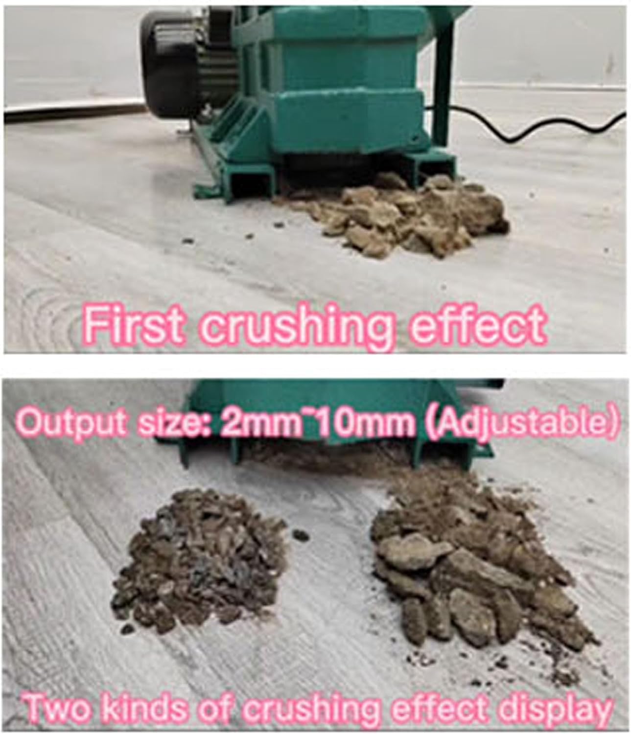 100X60 Mini Jaw Crusher for Rock Ore Slag Steel Slag Coal Stone Crushing 220V 2mm~10mm Output Size