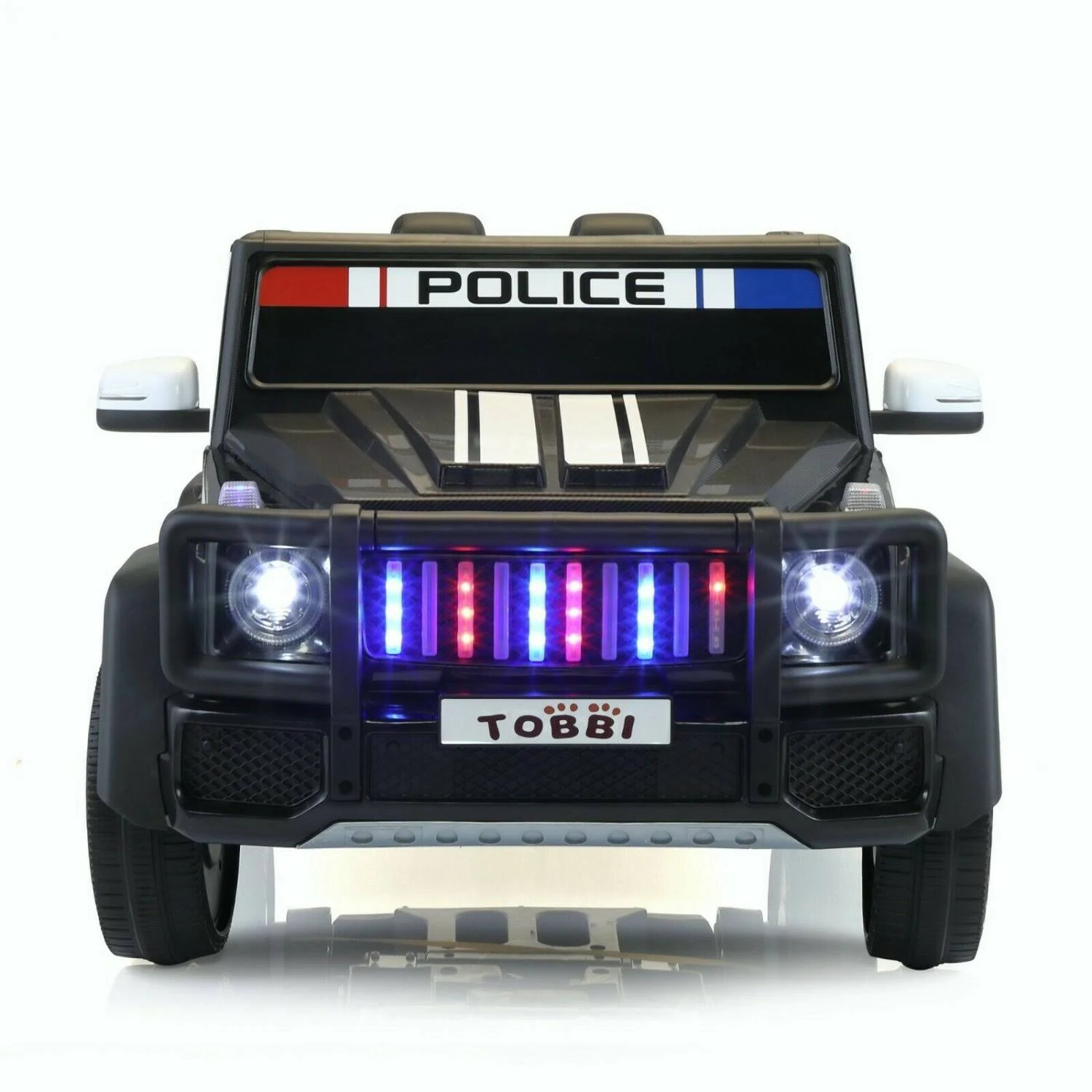 Tobbi Electric 12V Police Kids Ride on Car SUV Truck Remote Control Toy Black w/Lights