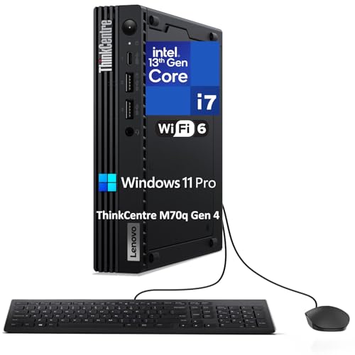 Lenovo ThinkCentre M70q Gen 4 MFF Tiny 1L Mini PC Business Desktop Computer, 13th Gen Intel 16-Core i7-13700T up to 4.9GHz, 32GB DDR4 RAM, 2TB PCIe SSD, WiFi 6, RJ45, HDMI, Windows 11 Pro, venthear