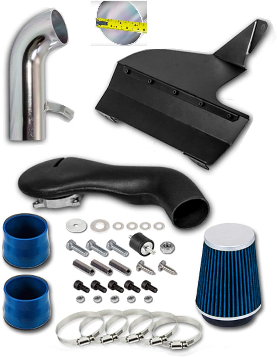 Heat Shield Cold Air Intake Kit with Reusable Blue Filter Compatible with 96-04 Chevy S-10 / Blazer / 96-01 Jimmy / 96-04 GMC Sonoma V6 4.3L