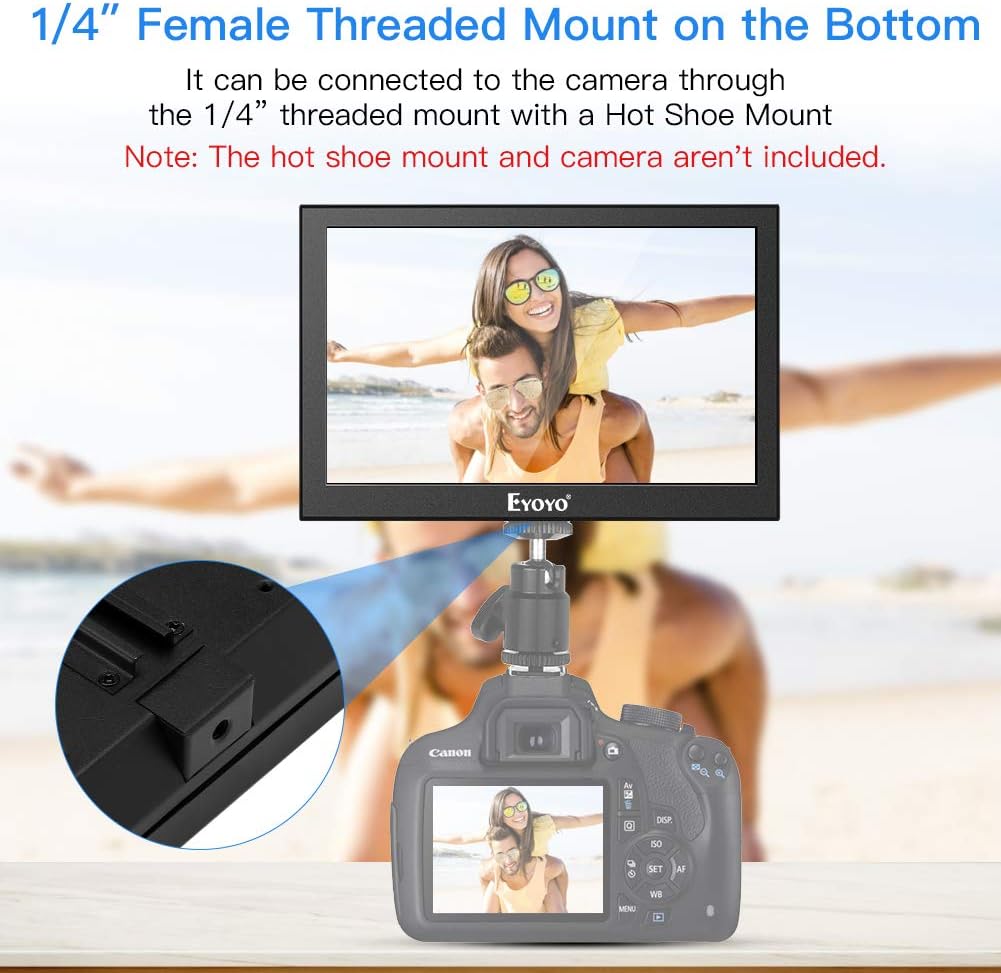 Eyoyo 7 inch Small HDMI LCD Monitor Portable IPS Screen 1280x800 16:10 Support HDMI VGA AV BNC Inputs Pack of 2
