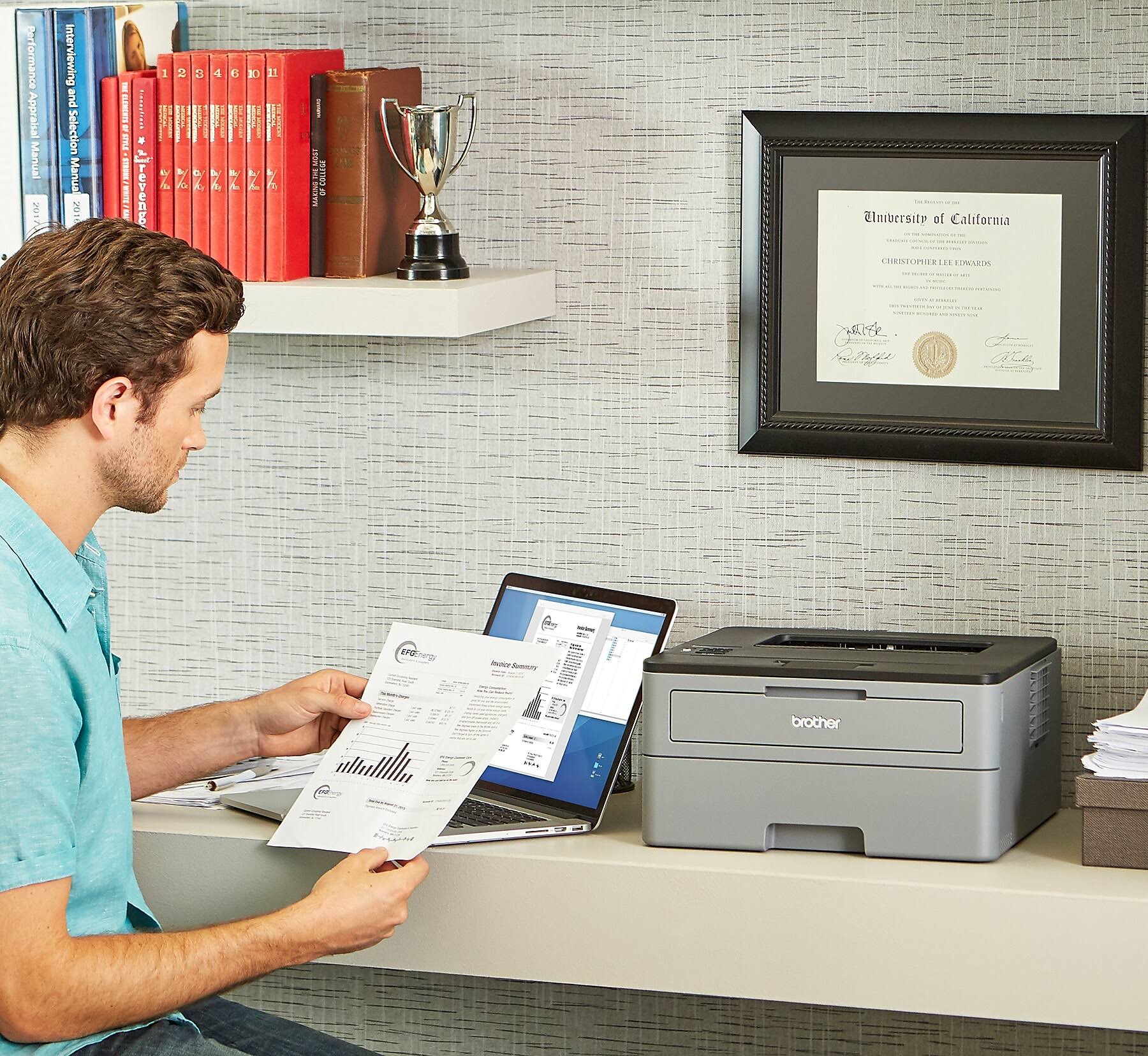 Brother HL-L2350DW Wireless Monochrome Laser Printer, Refurbished