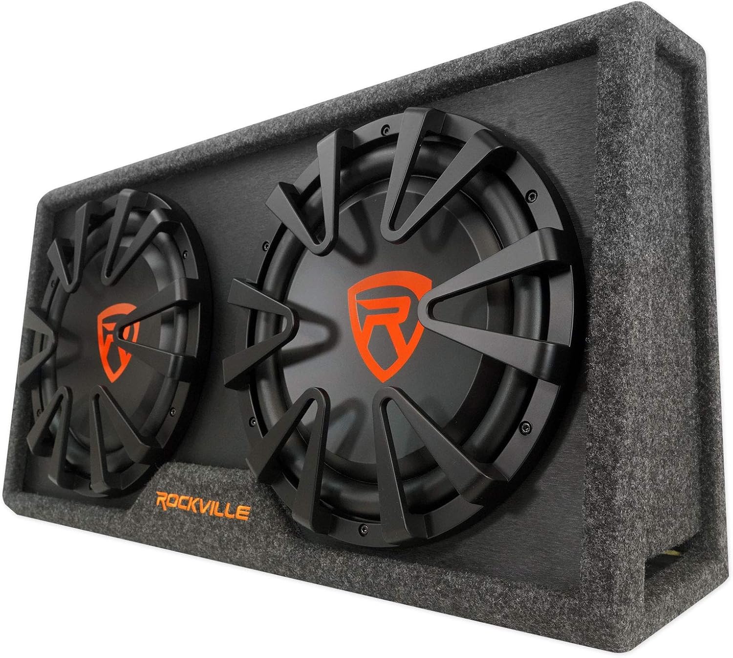 Rockville RG212CA Dual 12 inches Slim Vented Powered Car Subwoofer Enclosure 2000 Watt