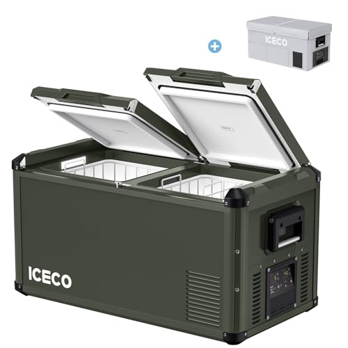 ICECO VL75 ProD 12V Refrigerator, Dual Zone Portable Freezer Fridge, Dual USB & DC 12/24V, AC 110-240V, 75L Car Fridge Powered by SECOP, 0℉ to 50℉