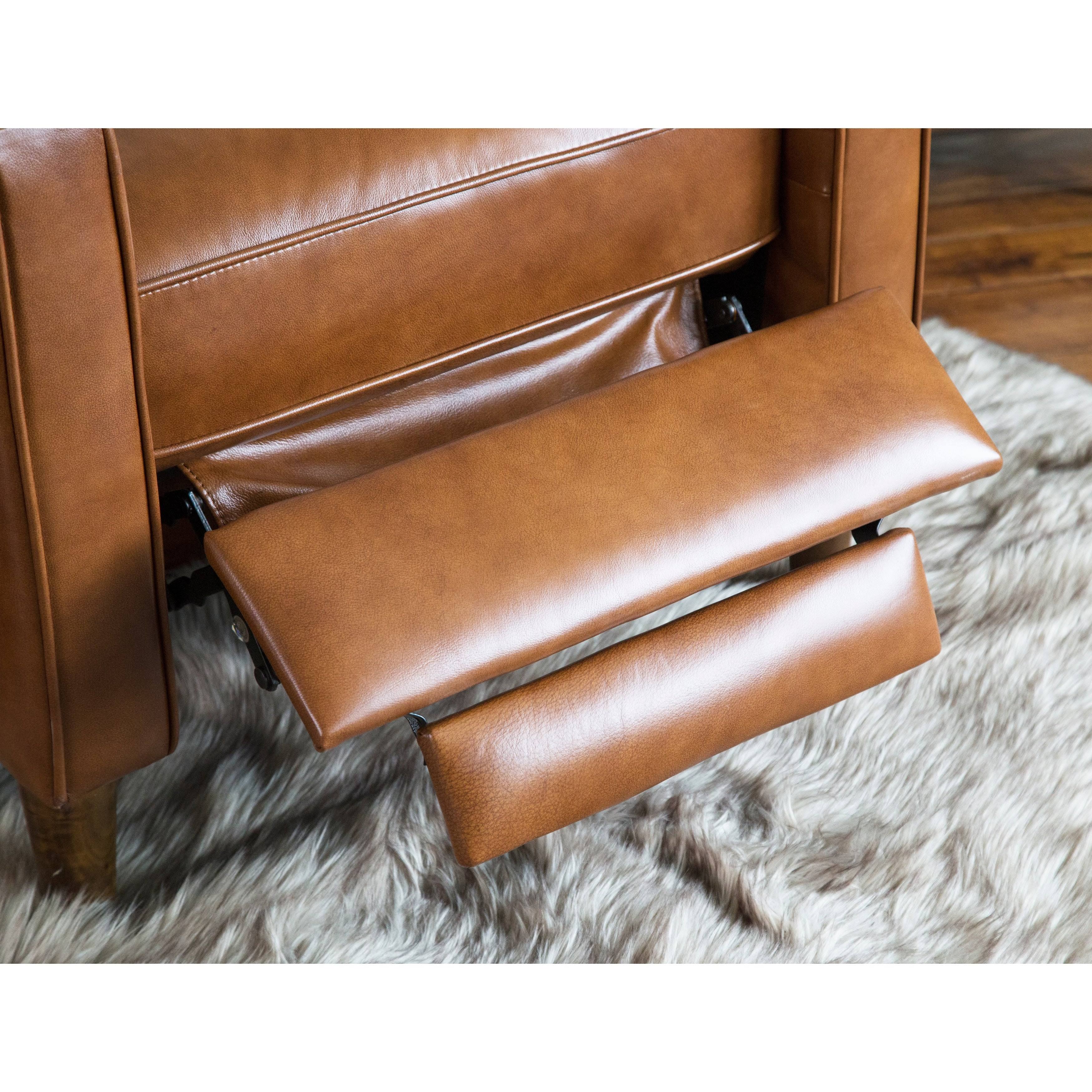 Abbyson Holloway Mid Century Top Grain Leather Pushback Recliner
