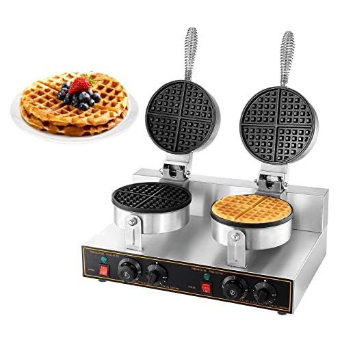 WICHEMI Commercial Waffle Maker Restaurant, Professional Waffle Maker Machine Non-stick Waffle Iron Round Waffle Maker