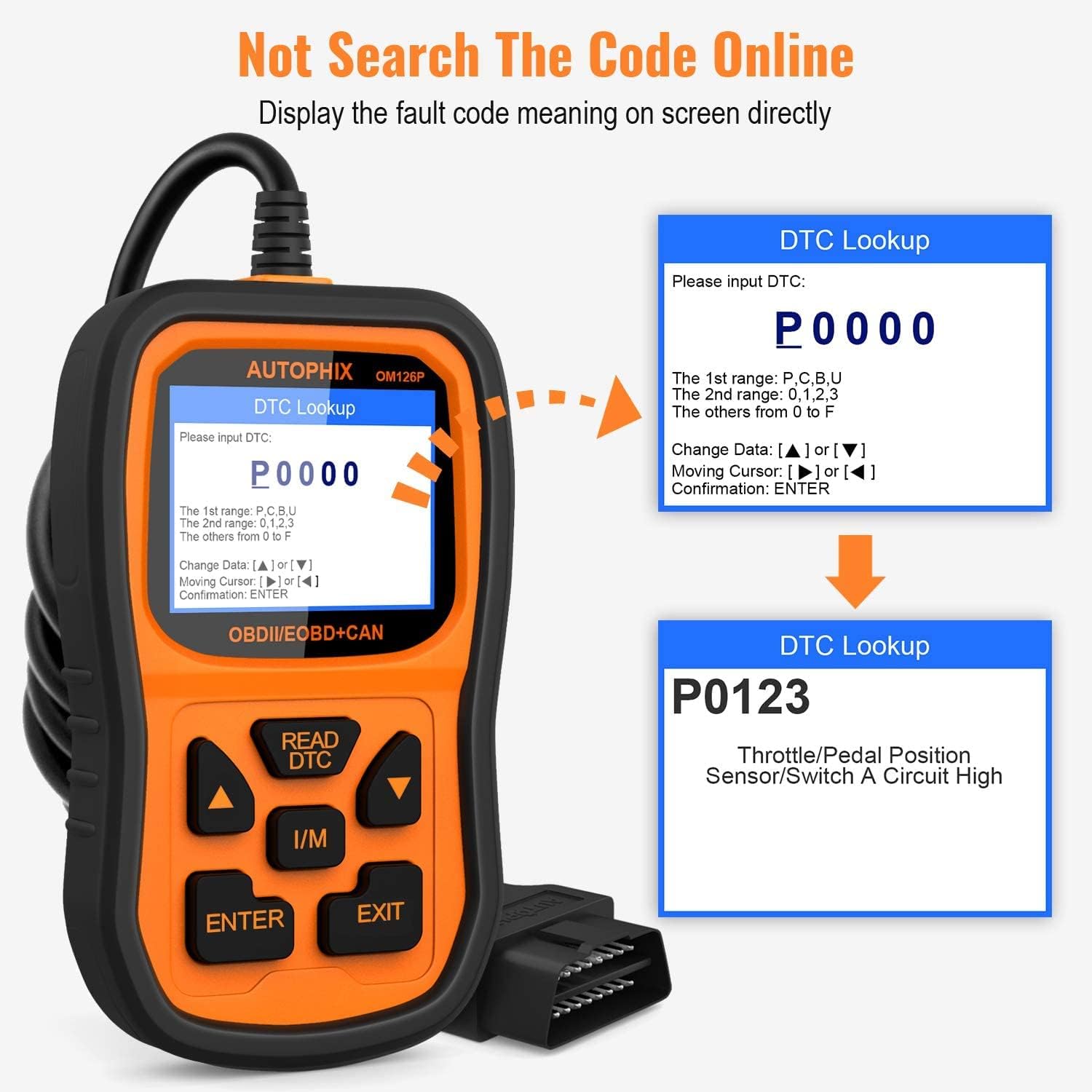 AUTOPHIX OBD2 Scanner Enhanced OM126P Vehicle Code Reader Auto Diagnostic Check Engine Light for All OBDII Car After 1996[Upgrade Version] Pack of 2