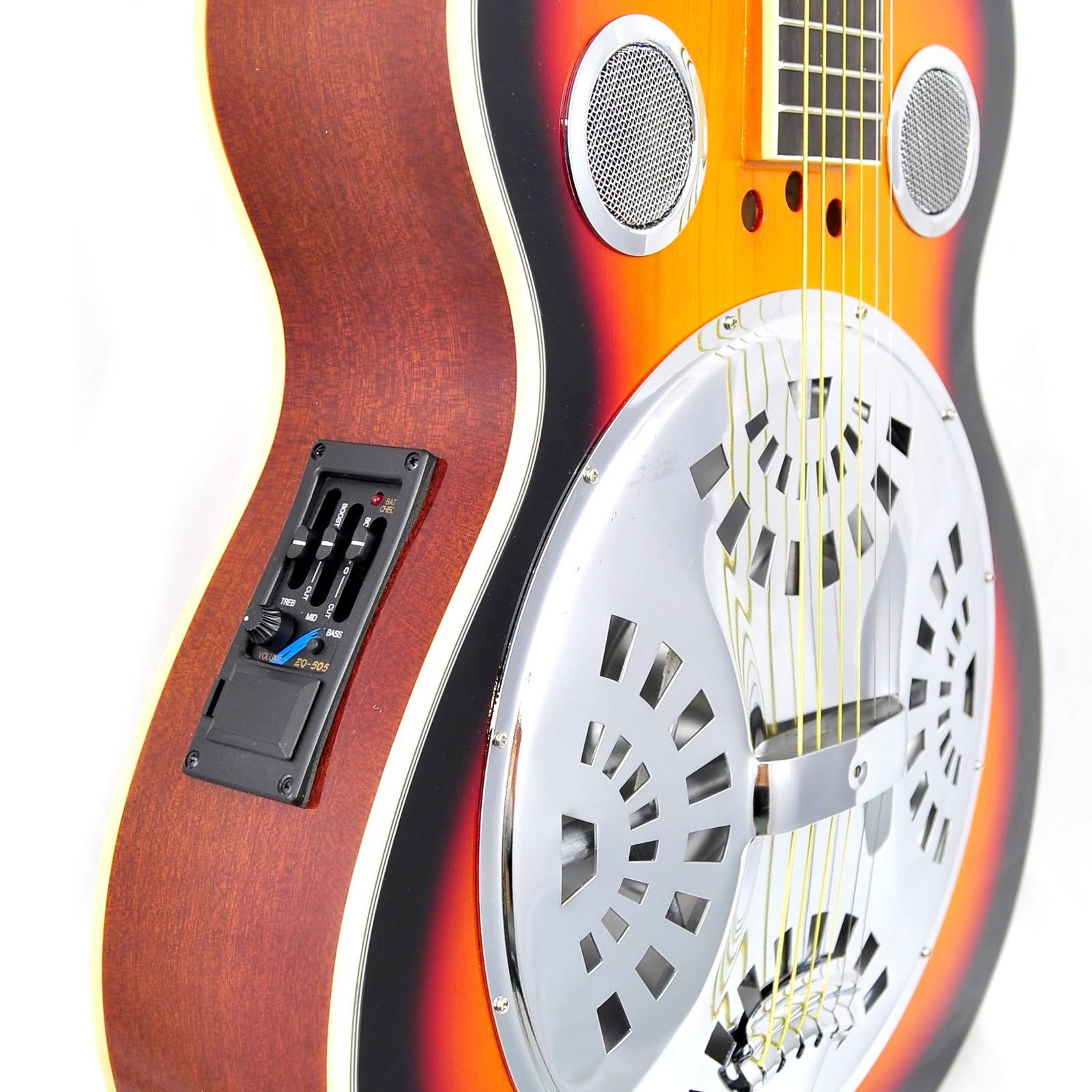 Pyle Pga48br - 6-String Acoustic Resonator Guitar, Full Scale Resophonic, Accessory Kit Included