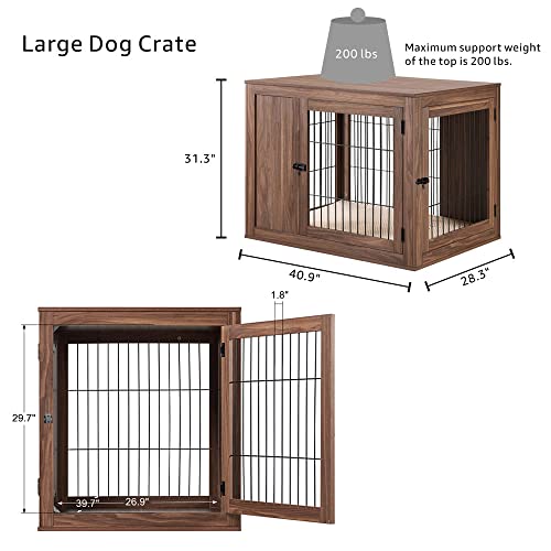 unipaws Furniture Style Dog Crate for Small Dogs, Cats, Min Pigs, Rabbit, Indoor Aesthetic Puppy Kennel, Modern Decorative Wood Wire Pet House Dog Cage, Pretty Cute End Side Table Nightstand, Grey