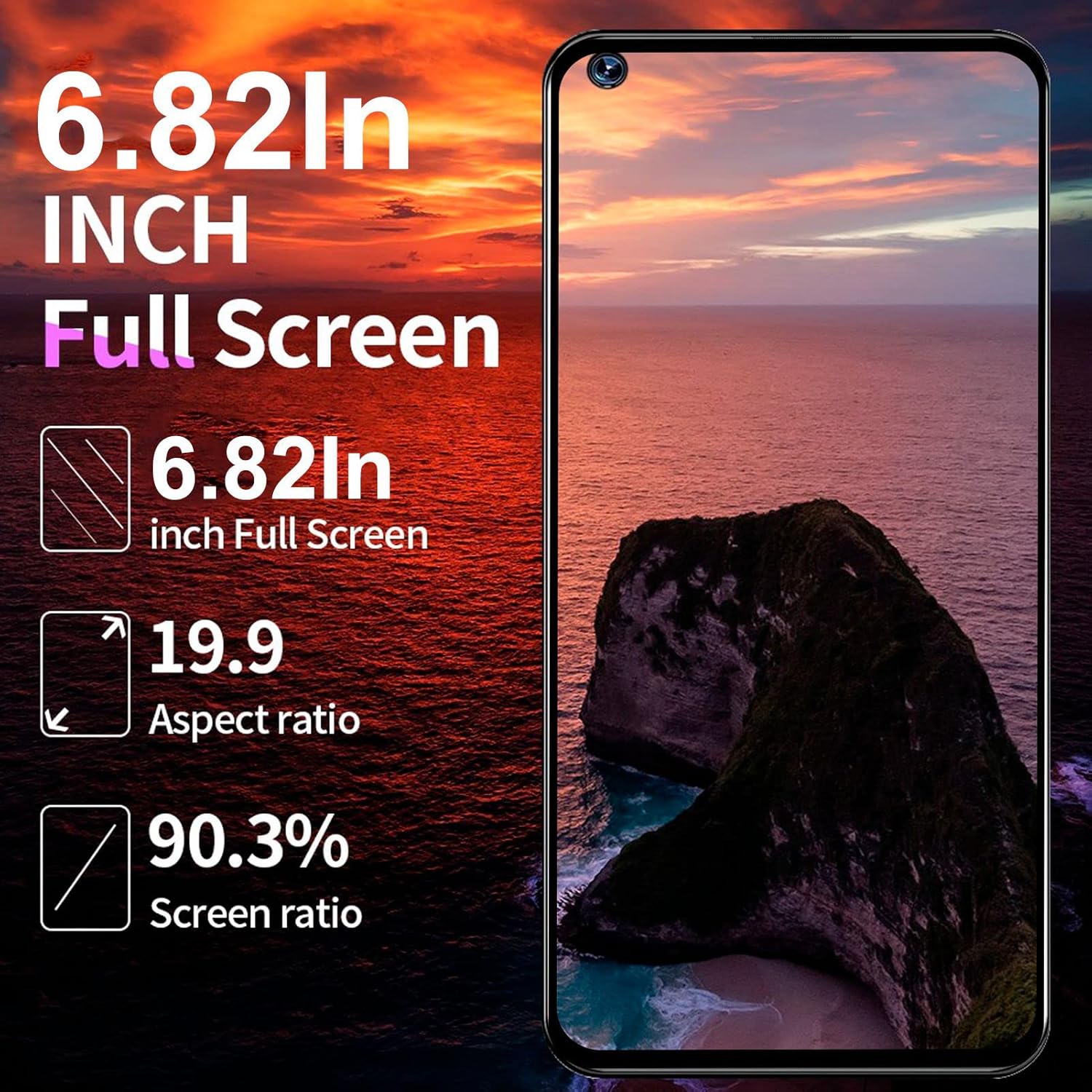 Note23 Pro Unlocked Smartphone, 6.82'' Full Screen Mobile Phone, 2+16G Dual Standby Phone, Support Face Unlock, Support 128GB Memory Card for Android 6.0 Green