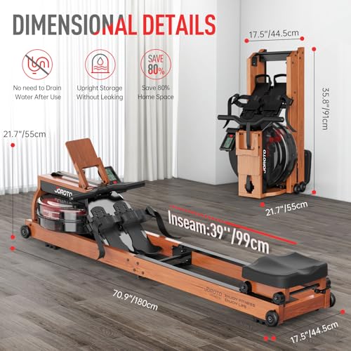 JOROTO Rowing Machines for Home Use, Foldable Rower Machine with Bluetooth Monitor, Tablet Holder Water Rowing Machine