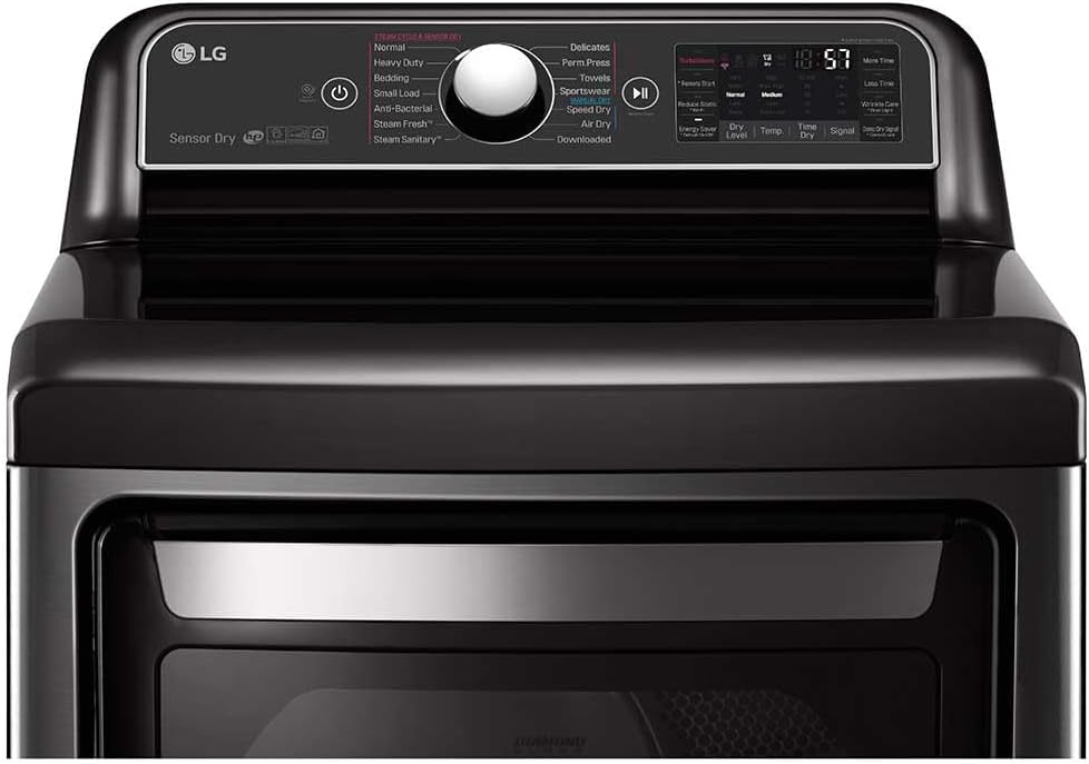 LG DLGX7901BE 7.3 CF Gas Dryer, EasyLoad Door, TurboSteam, ThinQ