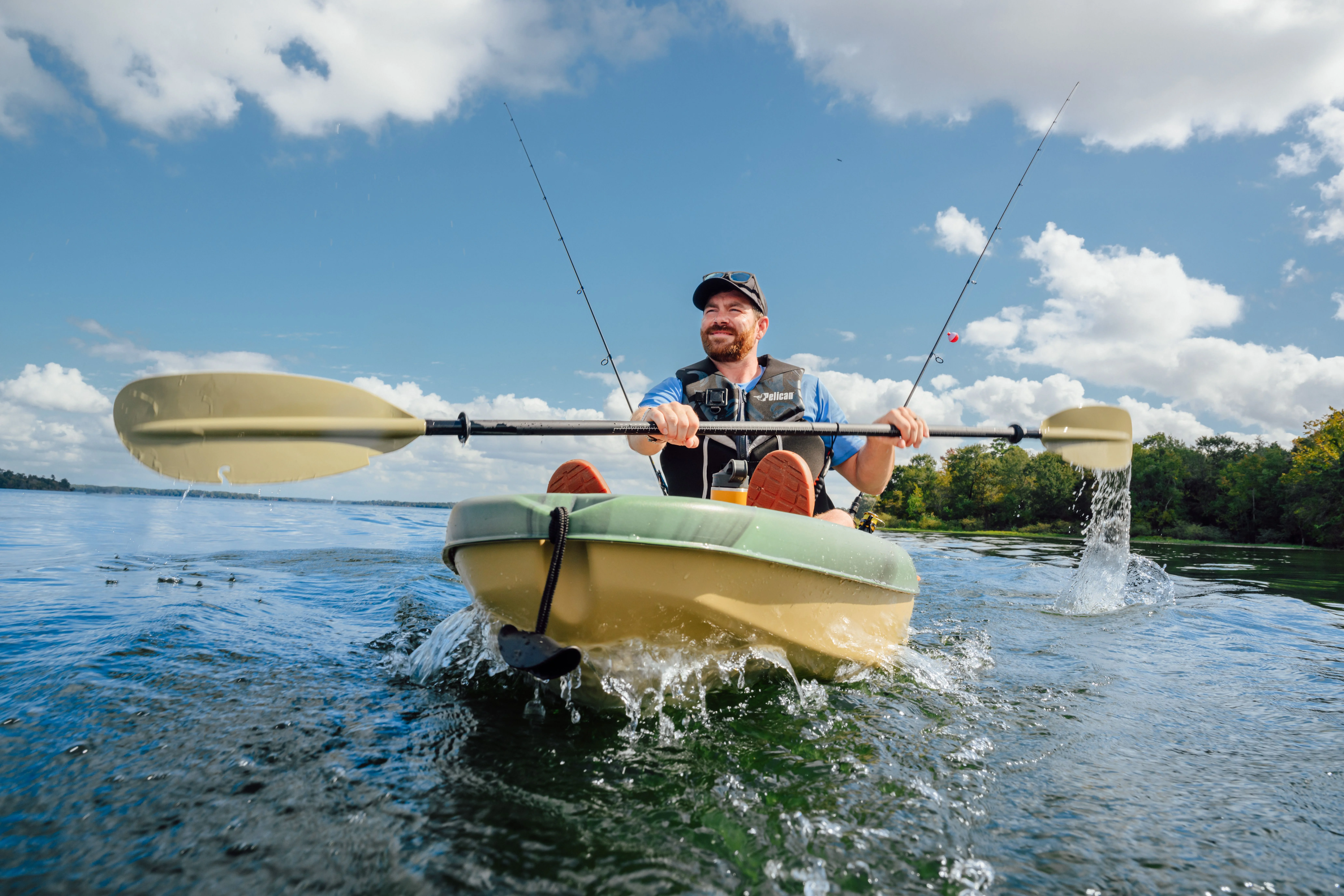 Pelican - Motion 100X - Sit-on-Top - Angler Fishing Kayak - 10 ft - Fade Black Green