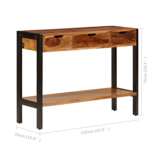 Sideboard with 3 Drawers 43.3"x13.8"x29.5" Solid Sheesham Wood,Sheesham Wood Sideboard with Drawers for Dining Room Storage and Organization Home & Kitchen Storage Furniture