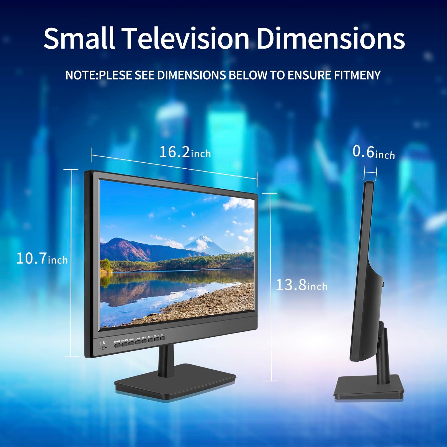 17inch TV,Small Flat Screen TV with ATSC Digital Tuner-HDMI &USB Port-Dual Power-12 Volt Charger Cable and AC Power Suitable-for Caravan,Kitchen,Bedroom