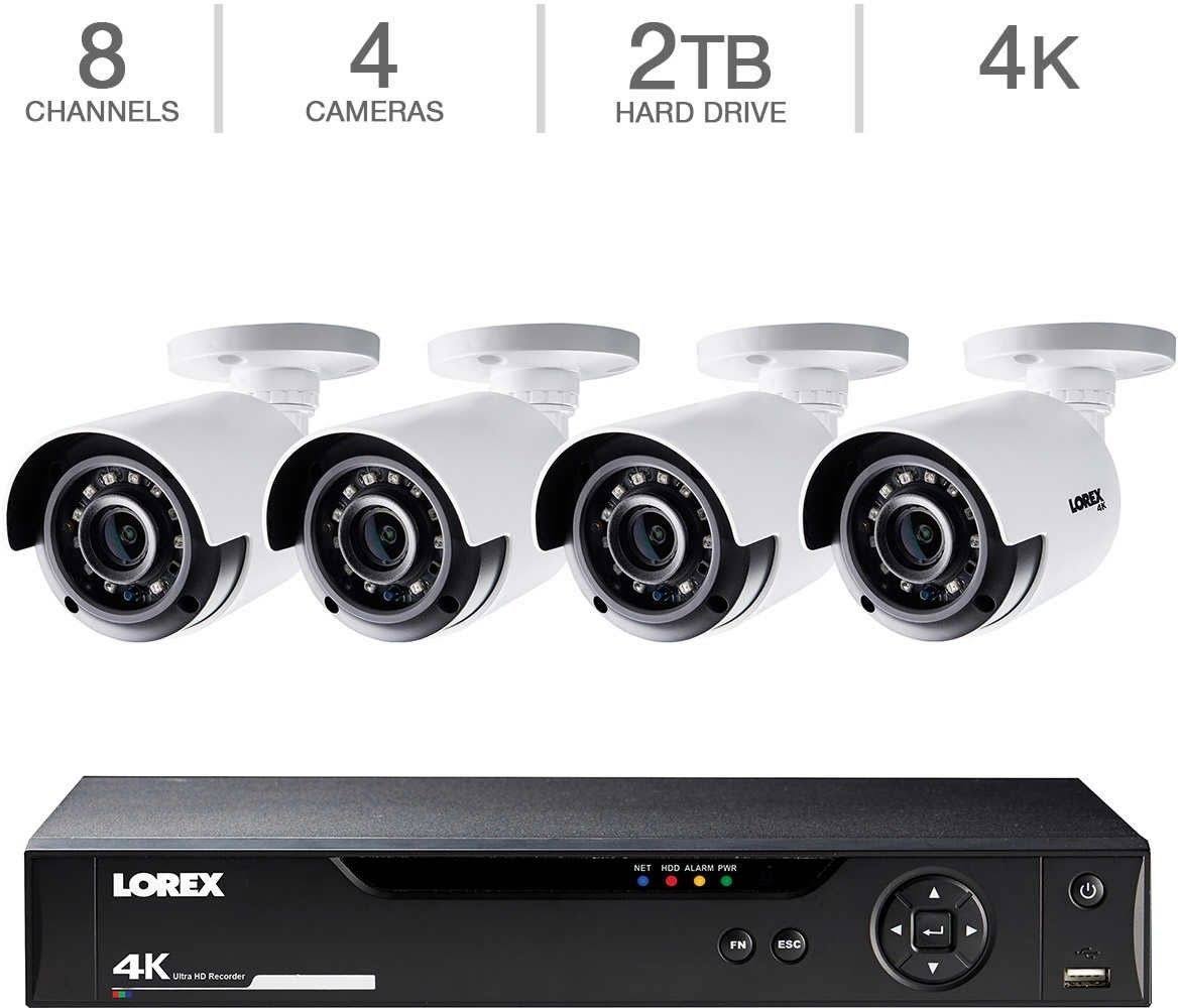 Lorex 8CH 4K DVR 2TB 4 UHD 4K Bullet Camera Security System LHV5824B