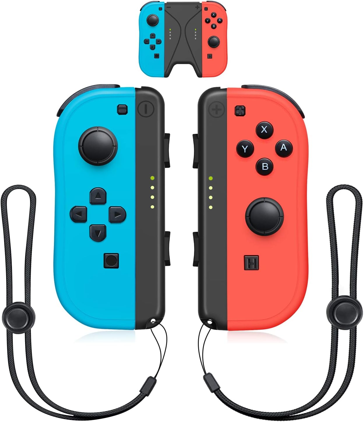 Joy-Pad Controller Compatible with Switch,Left and Right Controllers with Grip Support Wake-up Function(Transparent Black) Pack of 2