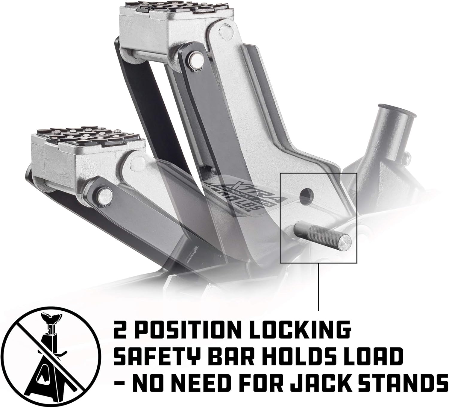 Powerbuilt Xtra Low Profile Floor Vehicle Jack with Safety Bar, Extra Low Car Jack - 2 Ton Load Capacity 620479E, Silver