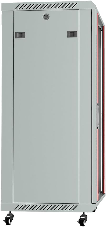 Sysracks 18U Wall Mount Gray IT Network Av Data Server Rack Cabinet Enclosure 24 Inch Depth - 2 Shelves - 8-Way PDU - Fan - Casters - Hardware