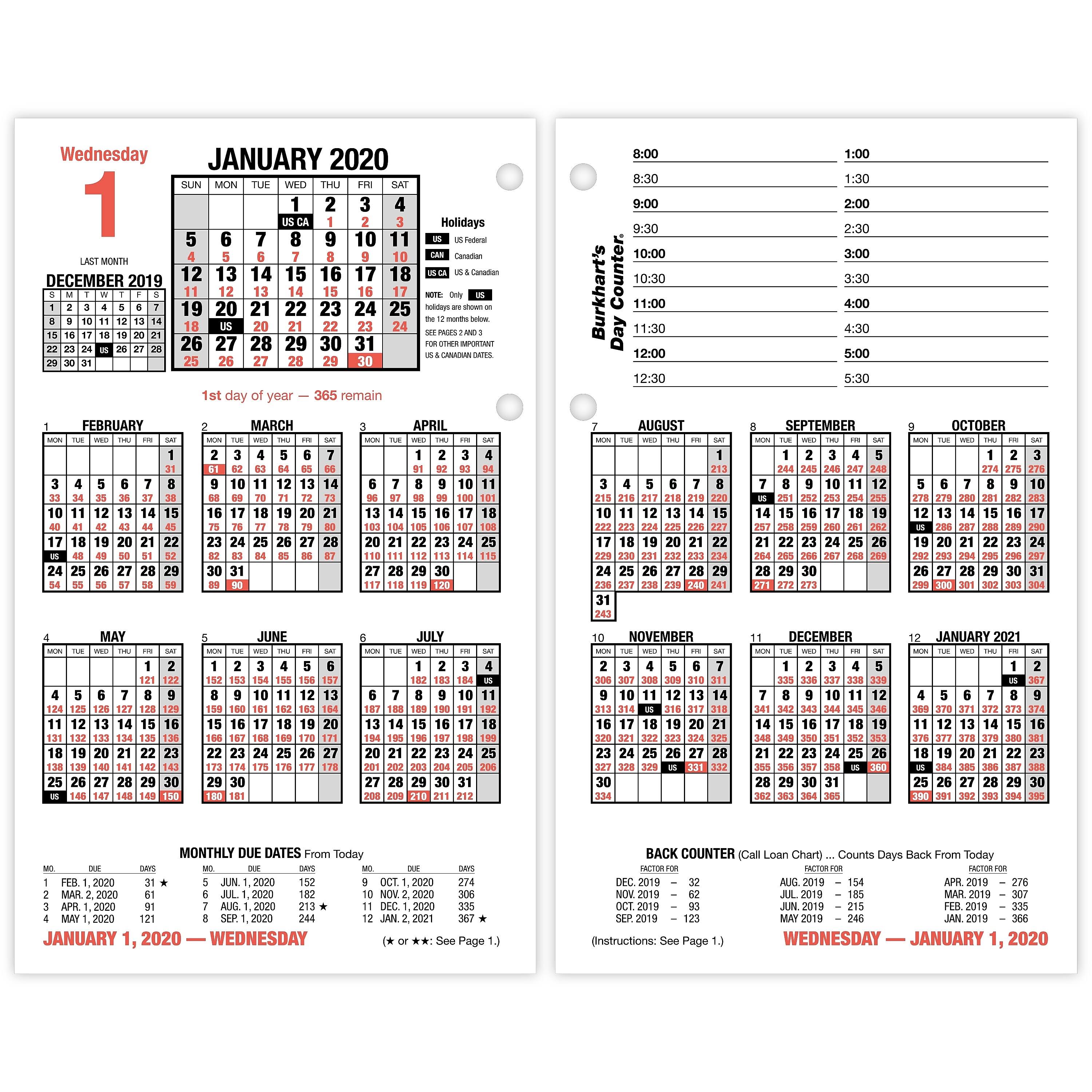At-a-glance Burkhart's Day Counter Desk Calendar Refill