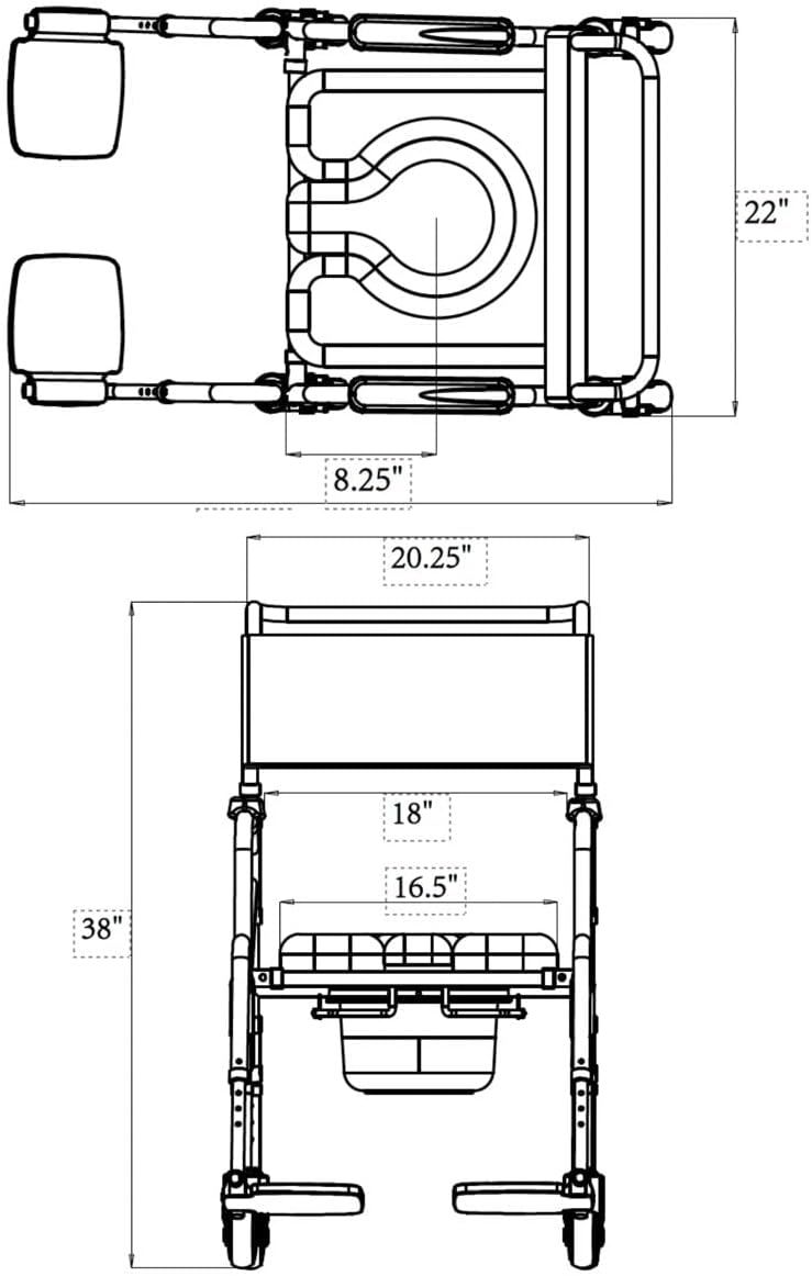 SolutionBased - FSA HSA Eligible - Lightweight Aluminum Folding Rolling Shower Chair for Elderly and Disabled - Rolling Commode Shower Wheelchair - Commode - Handicap Shower Chair with Wheels