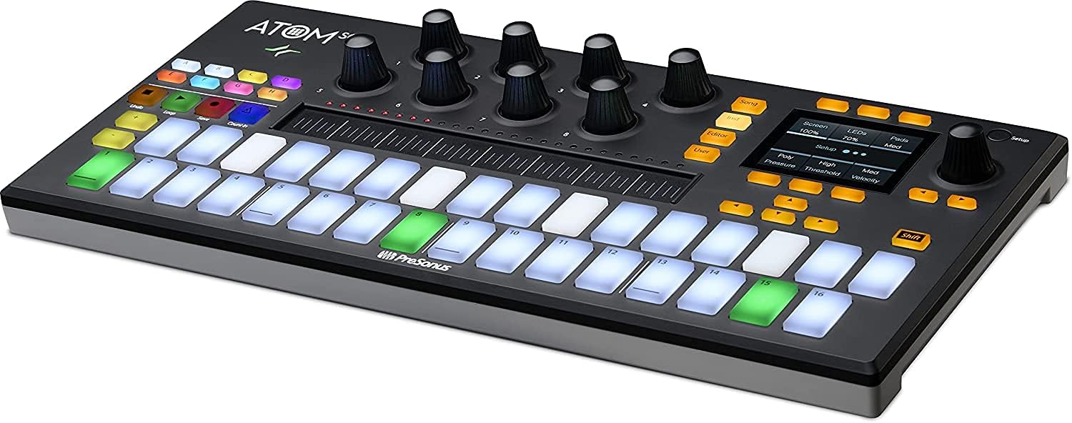 PreSonus ATOM SQ Hybrid Keyboard/Pad Production/MIDI and Performance Controller with Studio One Artist and Ableton Live Lite DAW Recording Software and Professional Studio Microphone Kit