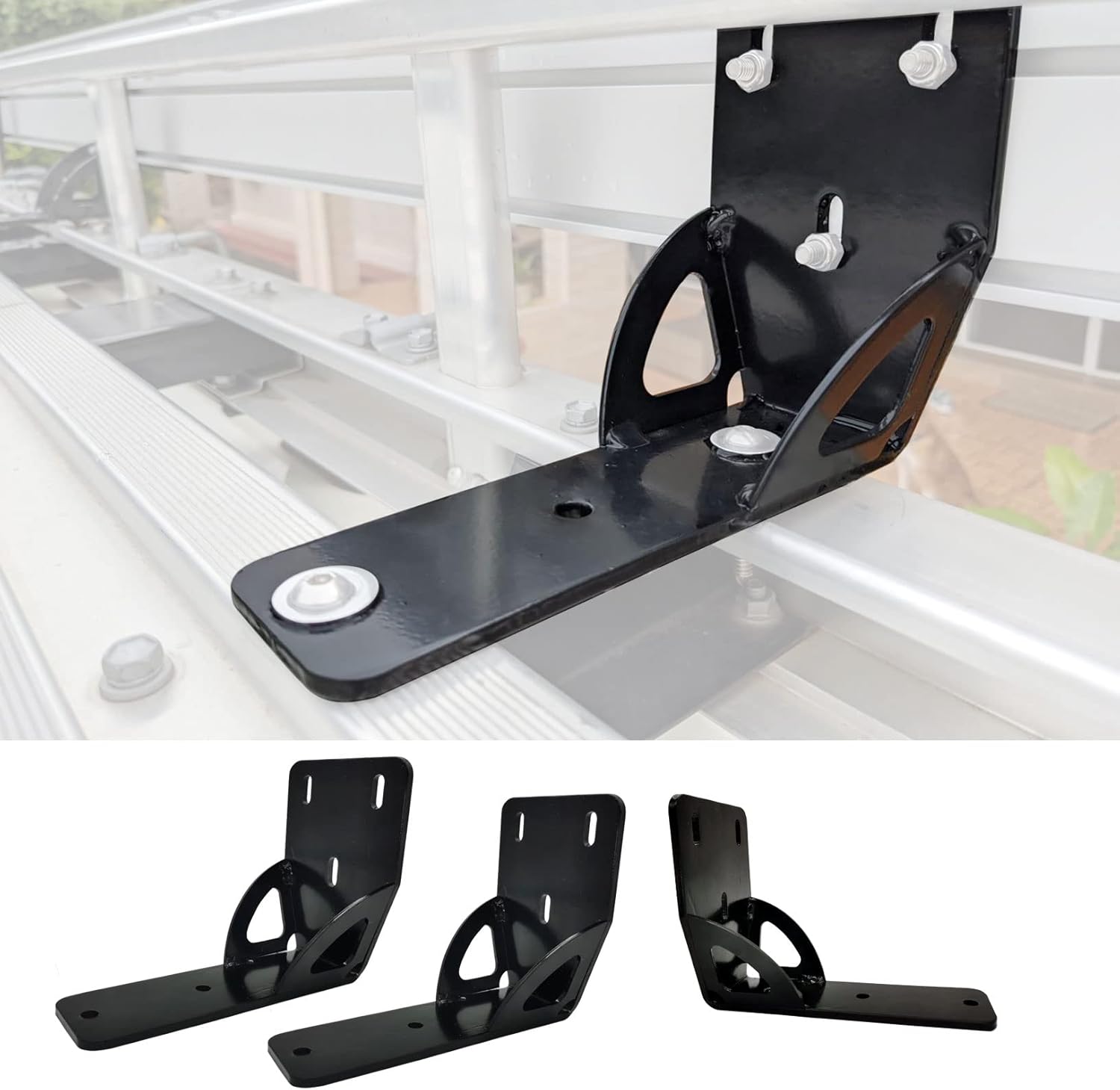 LicBund 813402 50mm Awning Bracket Gusseted Awning Holder Compatible with Thule Rhino Heavy Duty Bar (3 Awning Bracket) Pack of 2