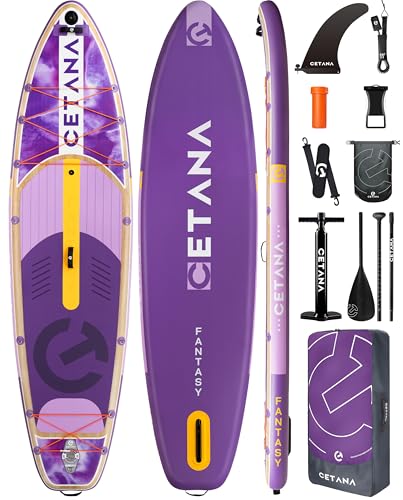 CETANA 11'6×35" Extra Wide Stand Up Paddle Board for Adults & Youth, 400lb Capacity Inflatable Paddle Board, Sup for 2+1 Person with Removable US Fin, 100L Backpack, Floating Paddle, Safety Leash