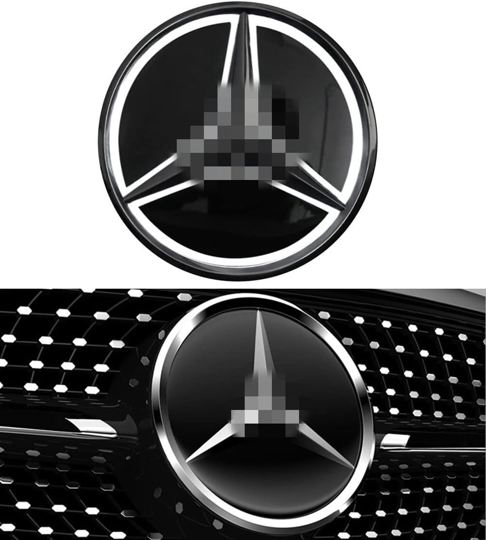 W205 Front Grille Star Emblem LED Logo, Bright Illuminated Badge for 2011-2019 Mercedes C/E/A/B-Class Pack of 2