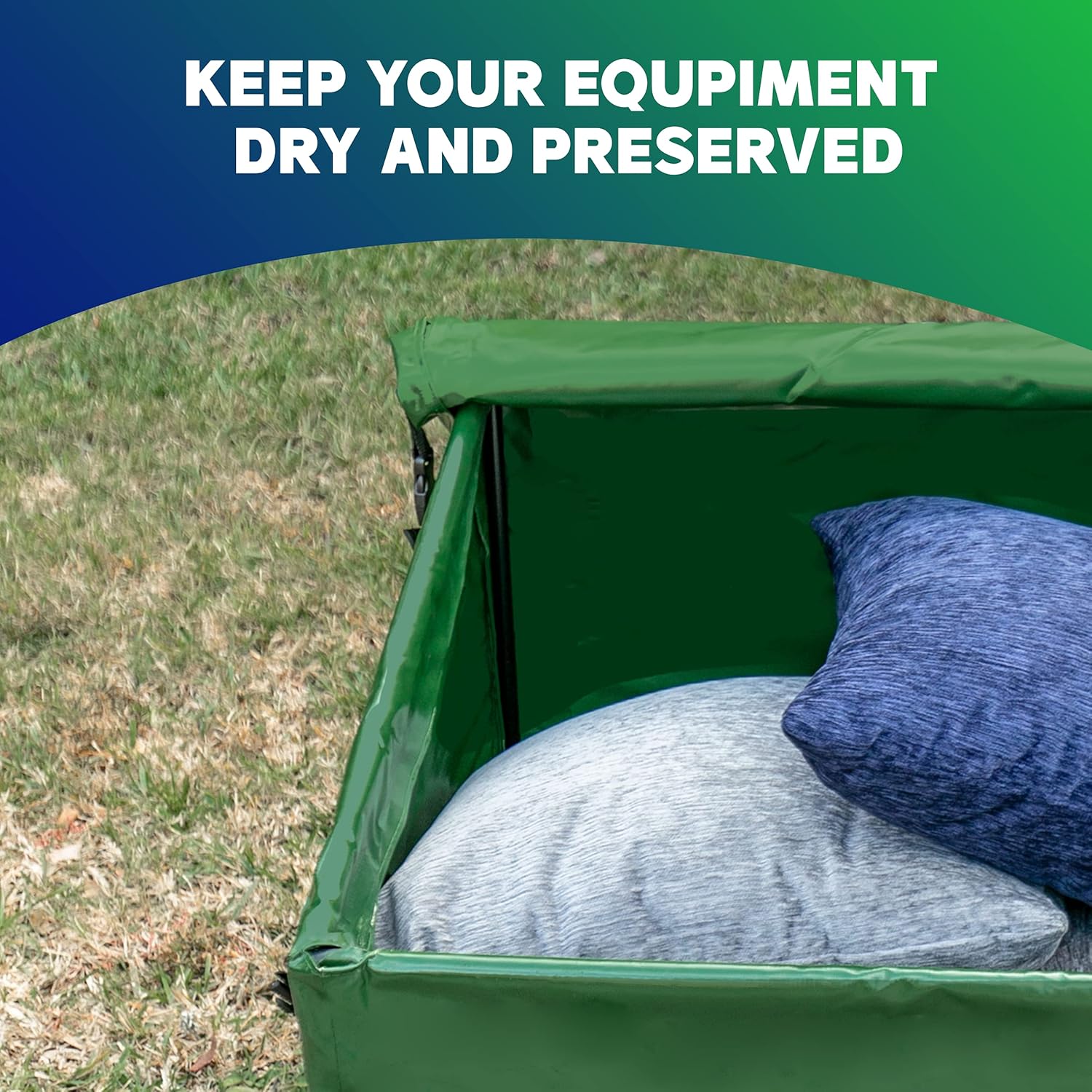 YardStash Outdoor Storage Box (Waterproof) - Heavy Duty, Portable, All Weather Tarpaulin Deck Box - Protects from Rain, Wind, Sun & Snow - Perfect for the Boat, Yard, Patio, or Camping – XL Green