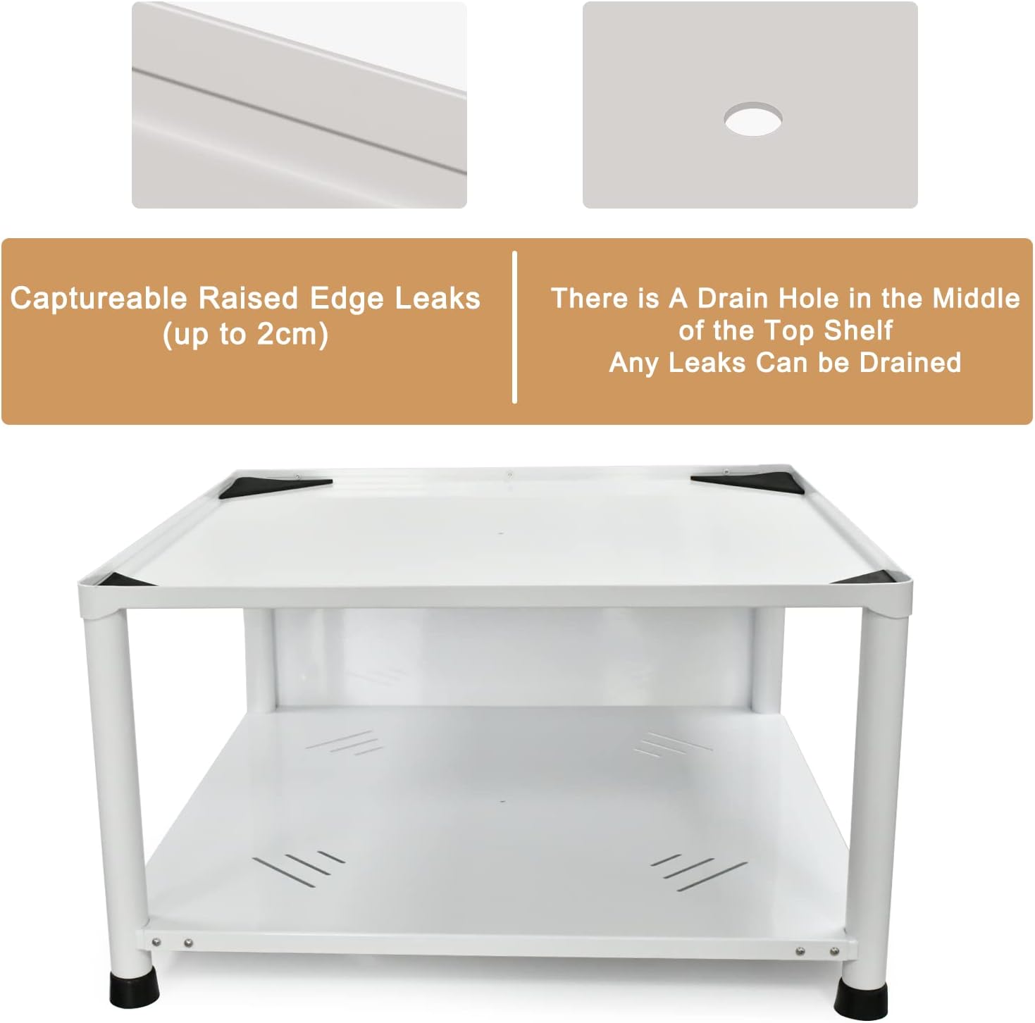 Laundry Pedestal 28", Adjustable Height Metal Steel Base with Storage Shelf, Universal Fit Pedestal for Washer and Dryer, 28 x 28 x 14.5 Inch (White)