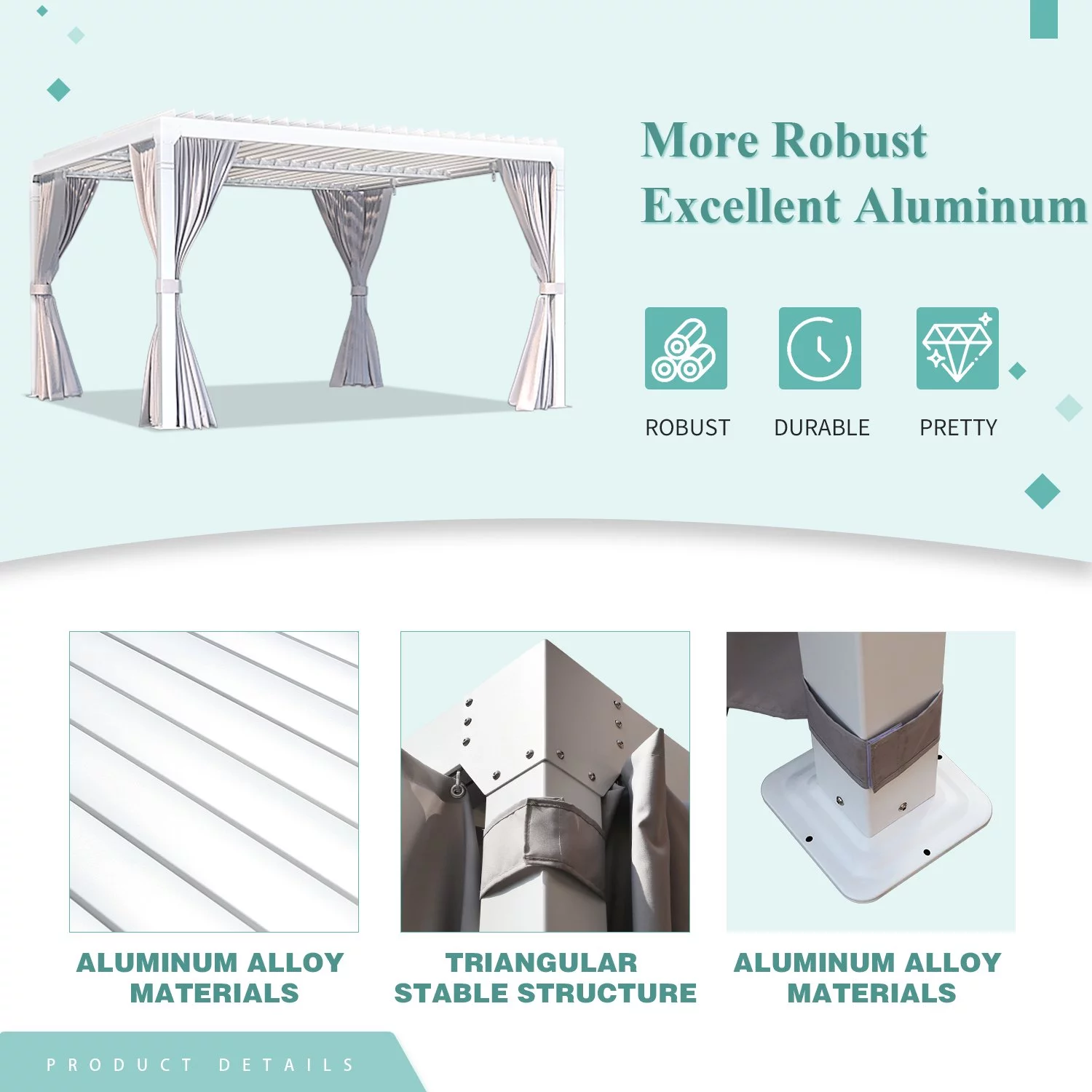 Erinnyees 10'10' Outdoor Louvered Pergola with Adjustable Aluminum Rainproof Roof, White