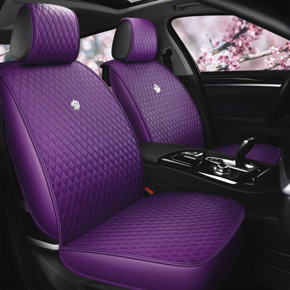 Purple Car Seat Cover Full Set Leather Auto Seat Covers 9pcs Front u0026 Rear Seat Covers with AIRBAG Compatible Universal Fit M