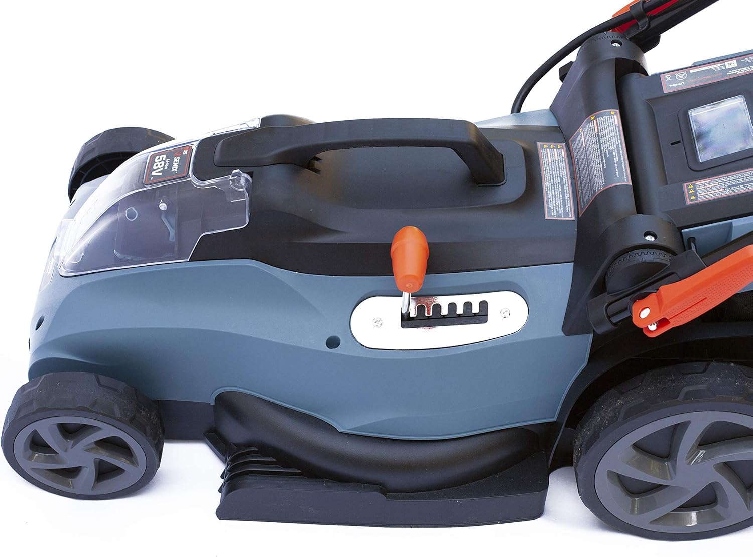 SENIX 58 Volt Lithium-Ion Cordless Brushless Push Lawn Mower with Battery and Charger Include, Blue, 15 Inch