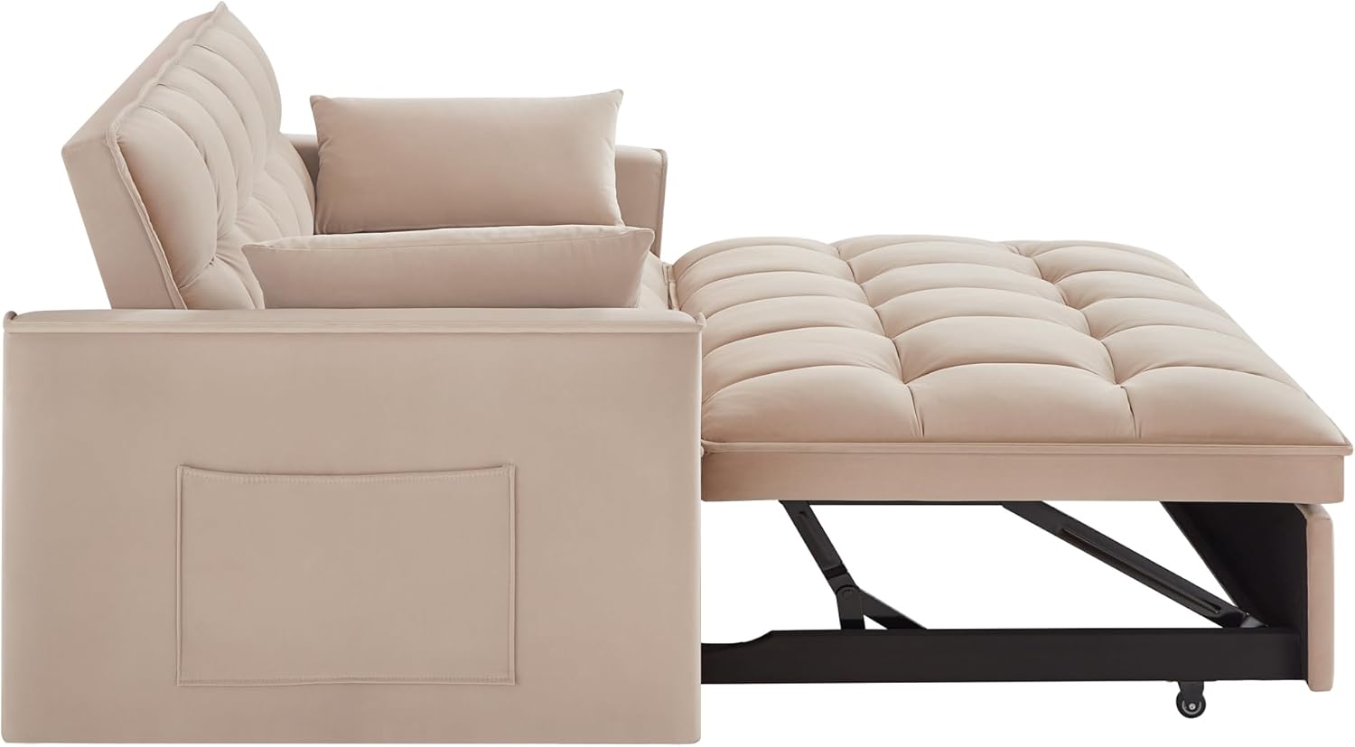3 in 1 Multi-Functional Futon Loveseat Pull Out Couch Bed, Convertible Sleeper Sofa Bed with Adjustable Backrest and Pillows , 2 Seater Love Seat Lounge Chaise for Living Room Office RV Furniture