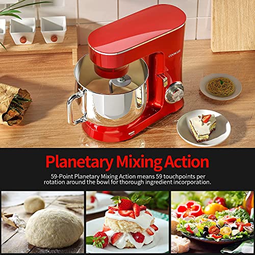 COOKLEE Stand Mixer, 9.5 Qt. 660W Electric Kitchen Mixer with Dishwasher-Safe Dough Hooks, Flat Beaters, Wire Whip & Pouring Shield Attachments for Most Home Cooks, Silver