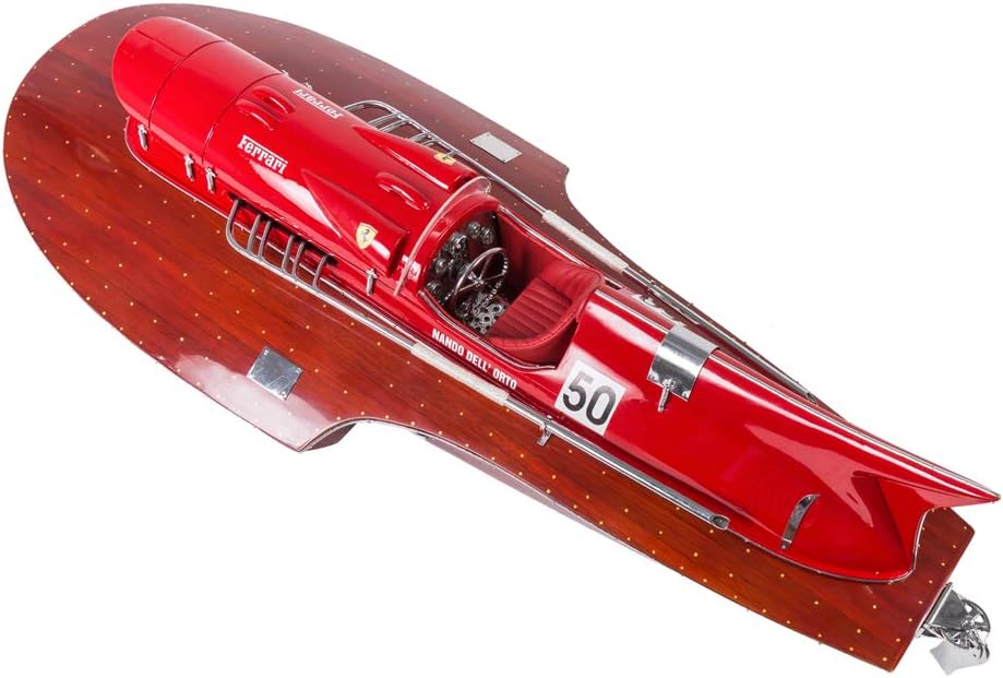 Seacraft Gallery Ferrari Hydroplane Model Speed Boat 19.7" - Handcrafted wood boat decor - Wooden Decor toy boat - Wooden Model Ships - Wooden Toy Model Boat - Italian model display -Wooden model ship